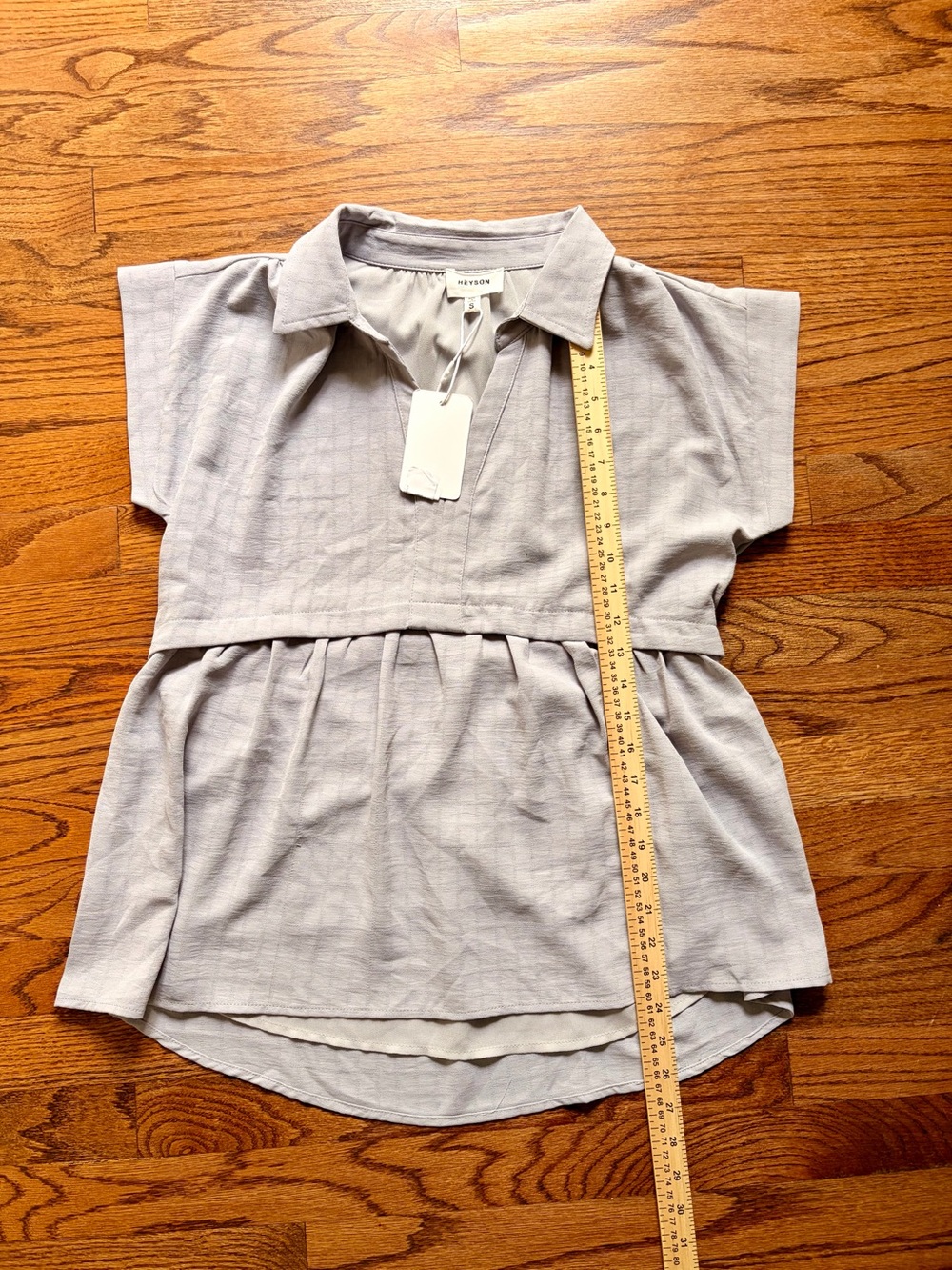 Casual Collar Peplum Blouse in Light Gray - Picture 6 of 11